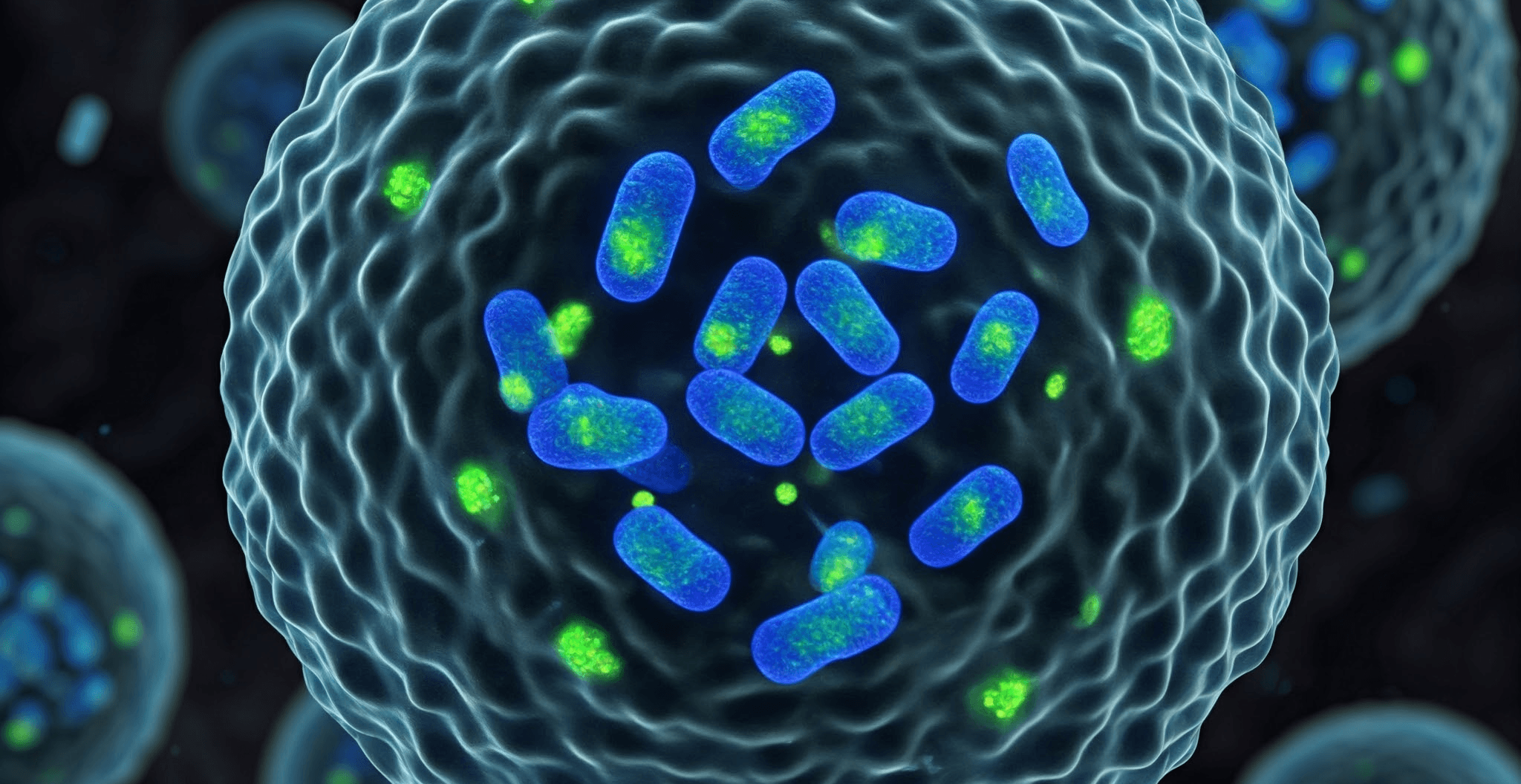 Ilustración celular y bacteriana para control de SRS y BKD en salmón
